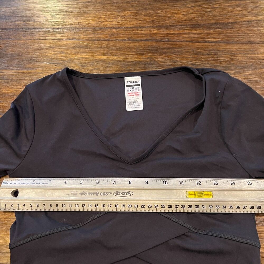Gymshark Black Crossover Crop Top Activewear Women's Size small long sleeve - Picture 5 of 11